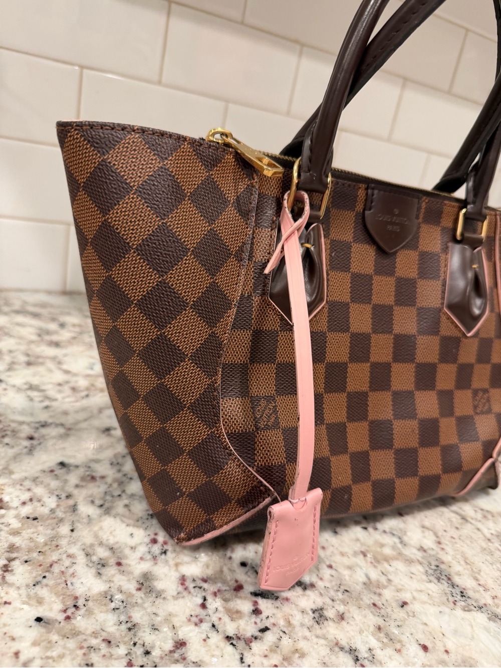 Louis Vuitton Damier Ebene Satchel with Pink Tag - Picture 11 of 16
